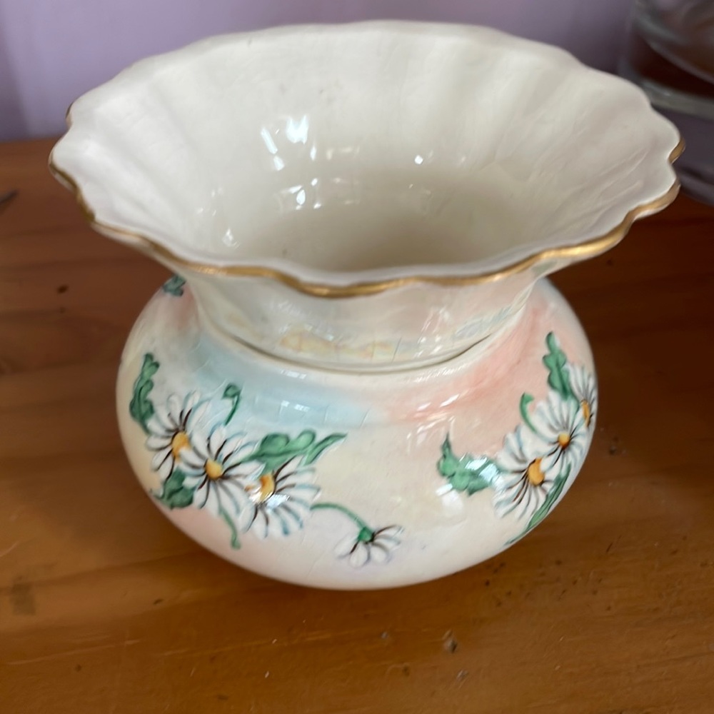 Hand painted floral frog signed Ruth Jenkins Player.